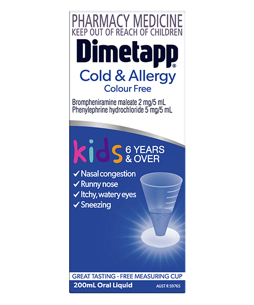 Dimetapp cold and allergy Kids 6 years and over colour free