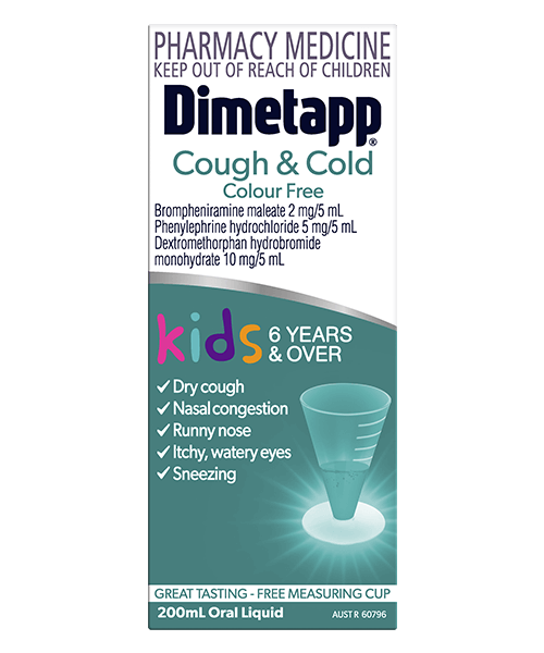 Dimetapp Cough and cold Kids 6 years and over colour free